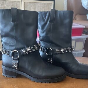 White House Black Market Black Studded Combat Boots